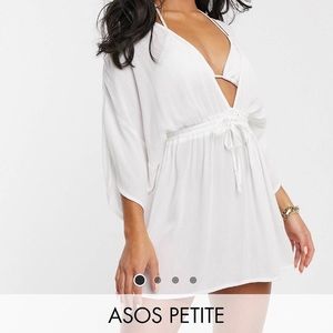 NWT ASOS white petite crinkle swim coverup